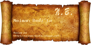 Neiman Beáta névjegykártya